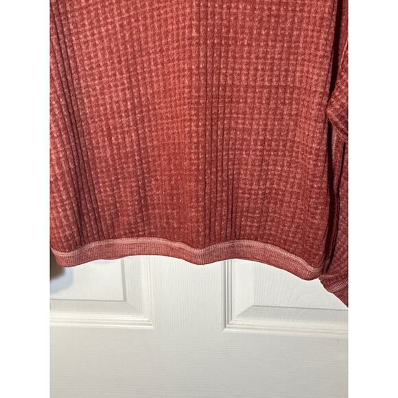 We The Free‎ Waffle Knit Top Woman XS Sweater Long Sleeve Burnt Orange V Neck - Picture 4 of 11
